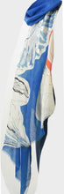 Load image into Gallery viewer, MSH -  Scarf -   Silver Embellishment, Blue, Orange, large Floral Print