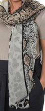 Load image into Gallery viewer, Animal Print Scarf - MSH - Grey Neutral Geometric Colour Block