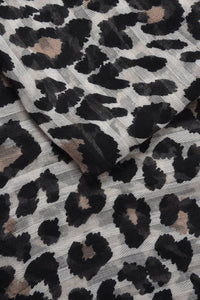 MSH - Animal print - Grey coloured, lightweight with Mustard Border, Leopard print scarf