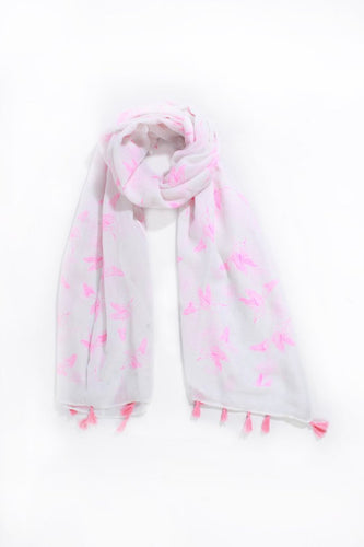 MSH - Beautiful neon pink flying bird pattern and neon pink tassels.