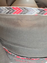 Load image into Gallery viewer, MSH - grey pink arrow trim scarf with pink and grey tassel detailing