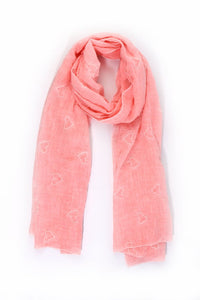 MSH - Pale pink - acid wash scarf with embroidered hearts