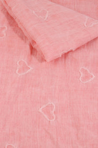 MSH - Pale pink - acid wash scarf with embroidered hearts