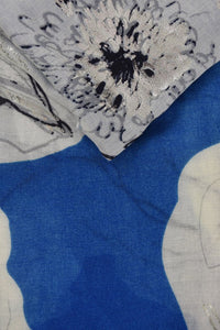 MSH -  Scarf -   Silver Embellishment, Blue, Orange, large Floral Print