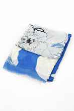 Load image into Gallery viewer, MSH -  Scarf -   Silver Embellishment, Blue, Orange, large Floral Print