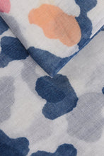 Load image into Gallery viewer, MSH - Leopard print - white and navy blue pastel colour pop scarf.
