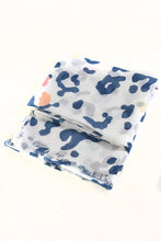 Load image into Gallery viewer, MSH - Leopard print - white and navy blue pastel colour pop scarf.