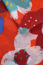 Load image into Gallery viewer, Geometric Floral Print - MSH - Red, Beautifully illustrated scarf with geometric floral designed