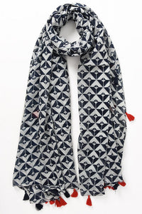 Geometric Print - MSH - Beautifully illustrated scarf with diamond repeat colour design.