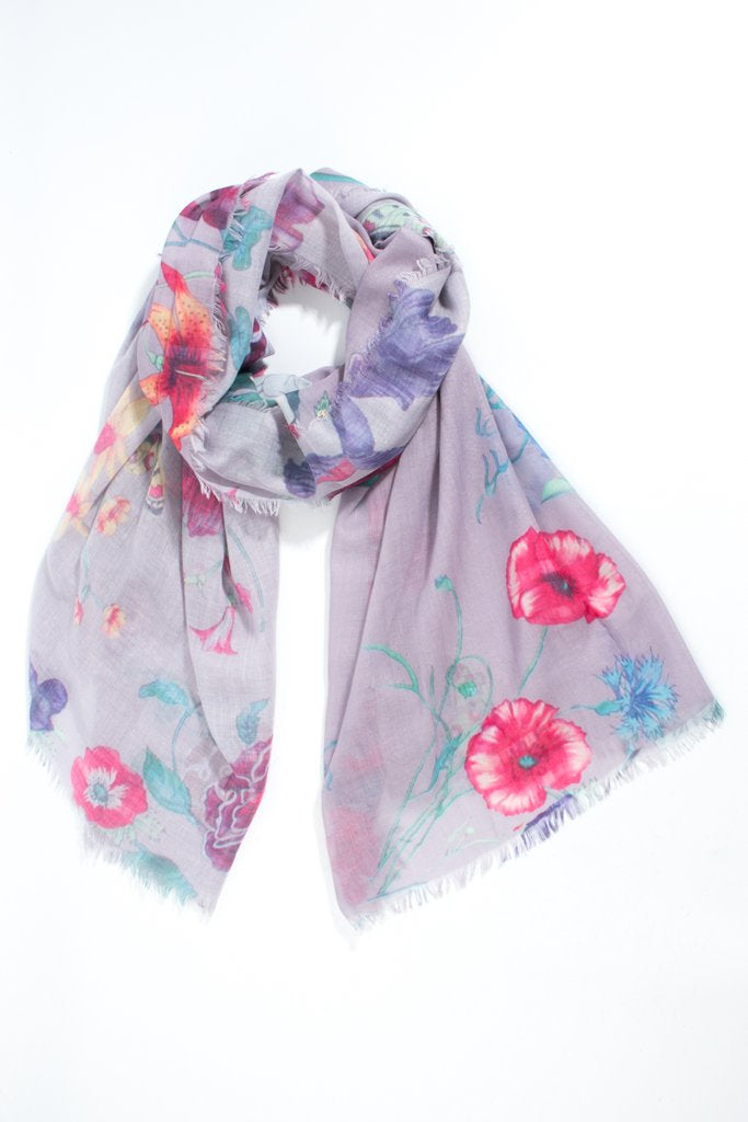 Multicoloured Scarf - MSH - Butterfly and Floral Prints