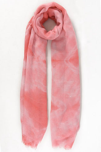 MSH - Coral - acid wash design scarf with a sequin stripe.