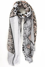 Load image into Gallery viewer, Animal Print Scarf - MSH - Grey Neutral Geometric Colour Block