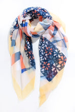 Load image into Gallery viewer, Geometric Print - MSH - Beautifully illustrated scarf with colour-block border design