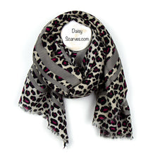 Load image into Gallery viewer, Animal Print - Leopard - Stripes Detailed Scarf