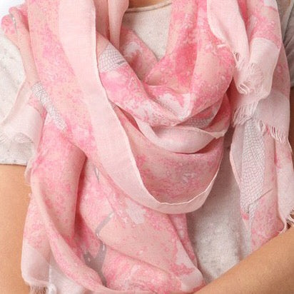 MSH - Dragonfly, large print scarf, frayed edge